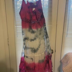 Pink and White Tie-Dye Kids Dress